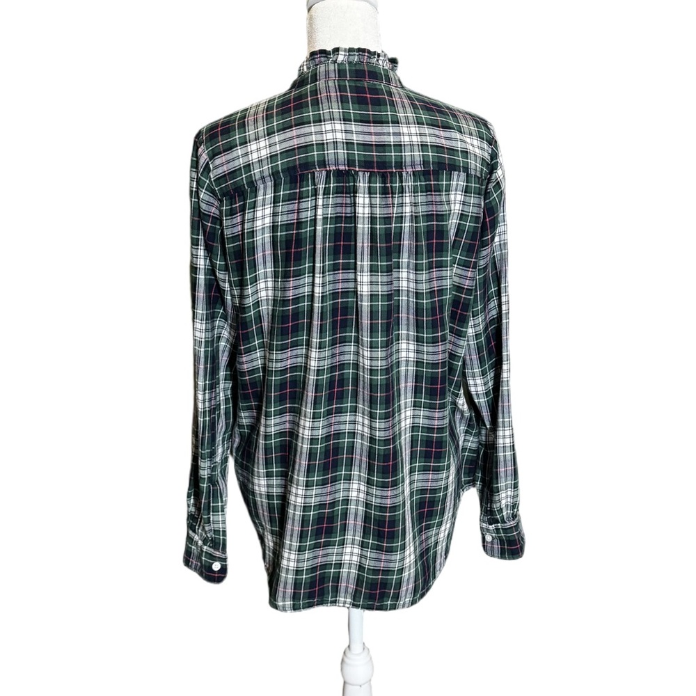 Loft Plaid Ruffle Utility Henley Blouse - Picture 4 of 4